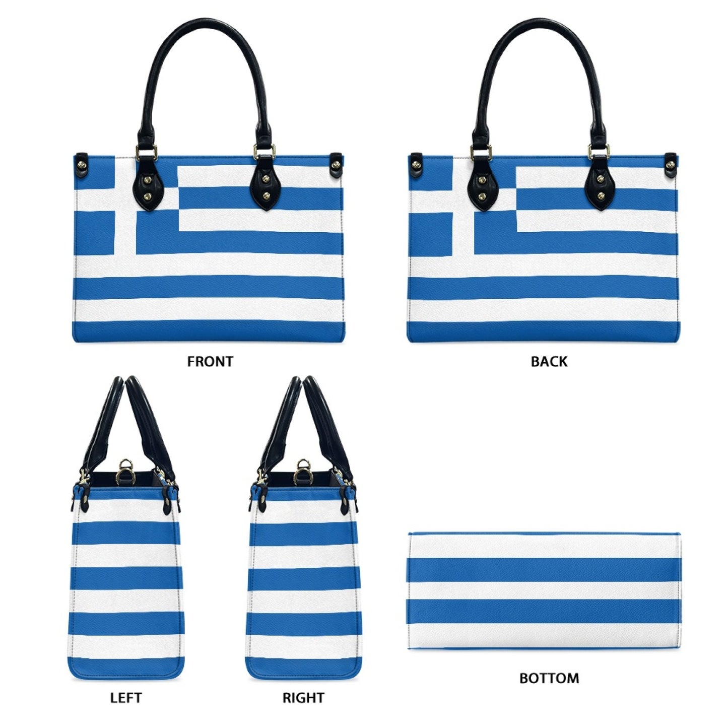 Greece Flag Handbag With Bold Blue Stripes and City Vibes - Luv My Flag