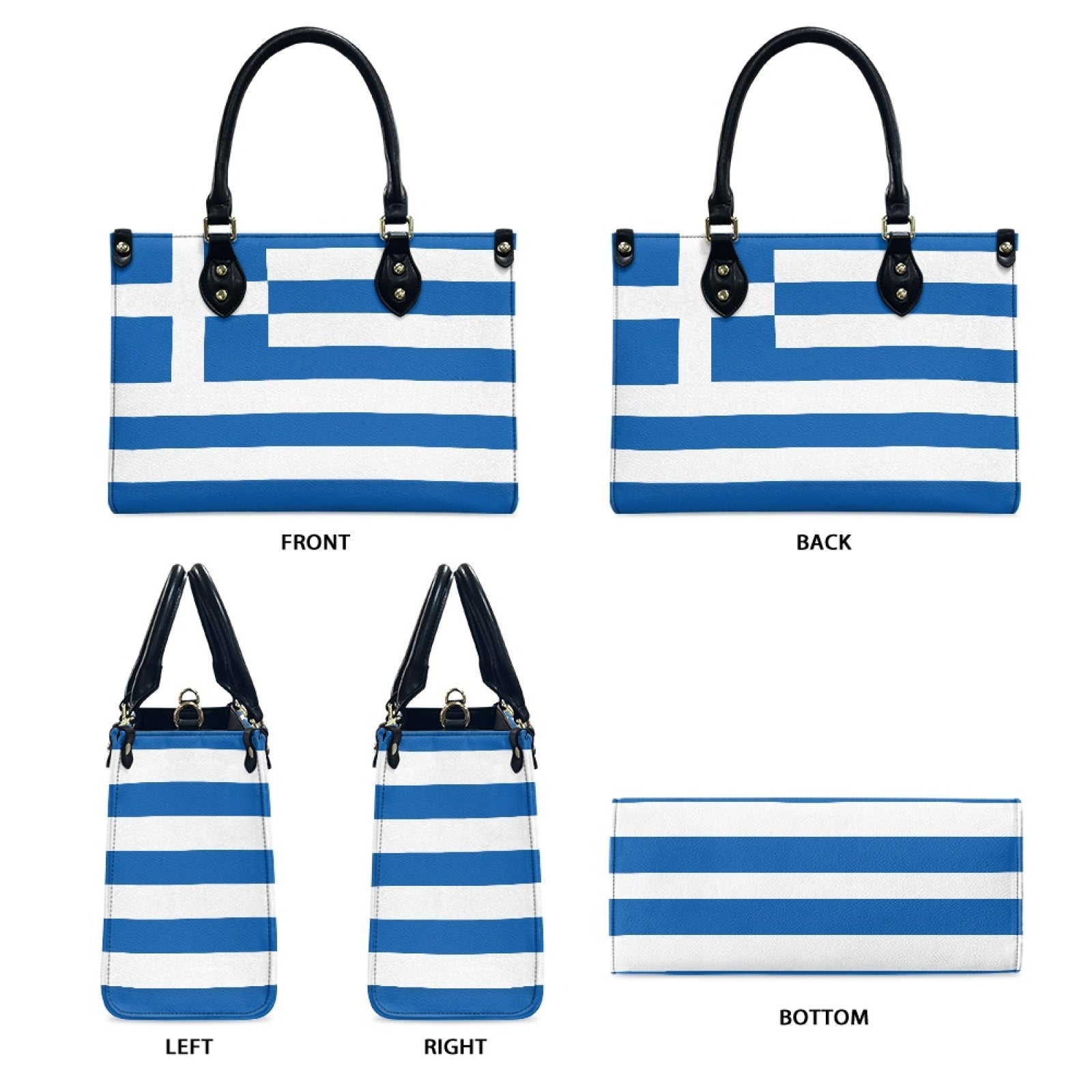 Greece Flag Handbag With Bold Blue Stripes and City Vibes - Luv My Flag