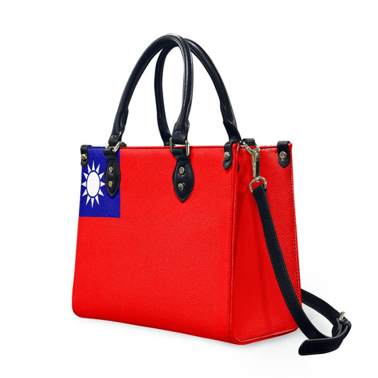 Taiwan Flag Inspired PU Handbag – Red and Bold, Grace Unfolds