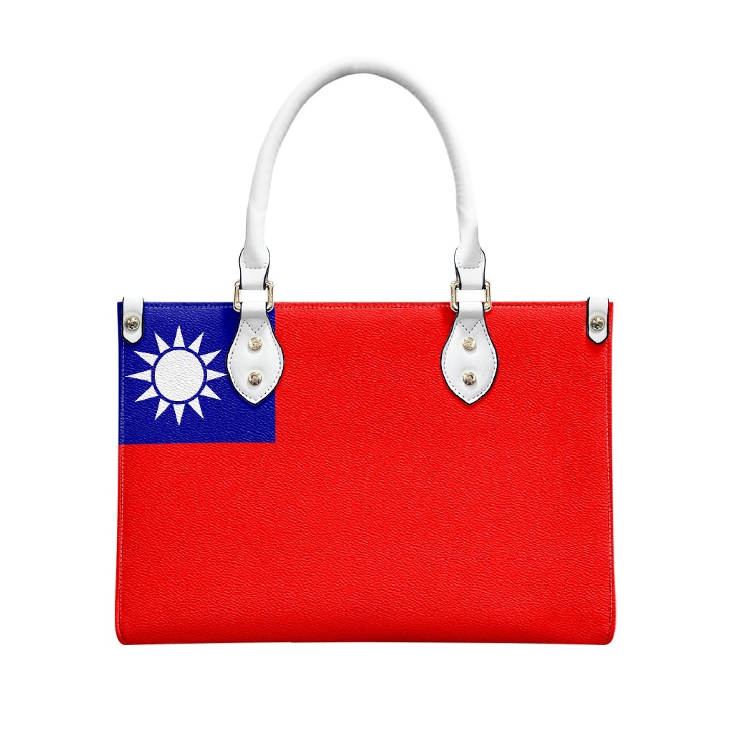Taiwan Flag Inspired PU Handbag – Red and Bold, Grace Unfolds