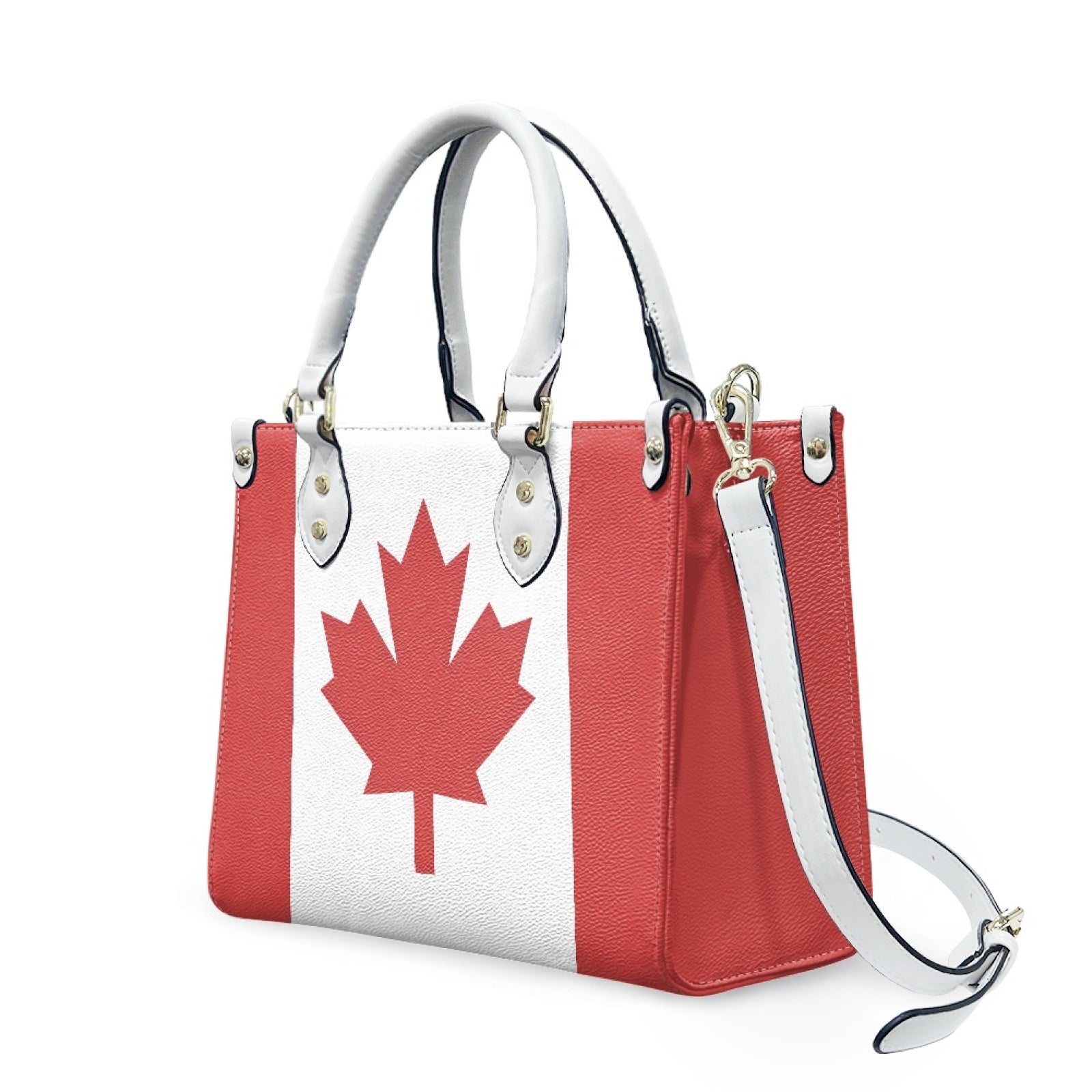 Canada Flag Inspired Womens PU Leather Handbag – Elegant Maple Leaf Shoulder Bag with Adjustable Strap and Spacious Interior - Luv My Flag