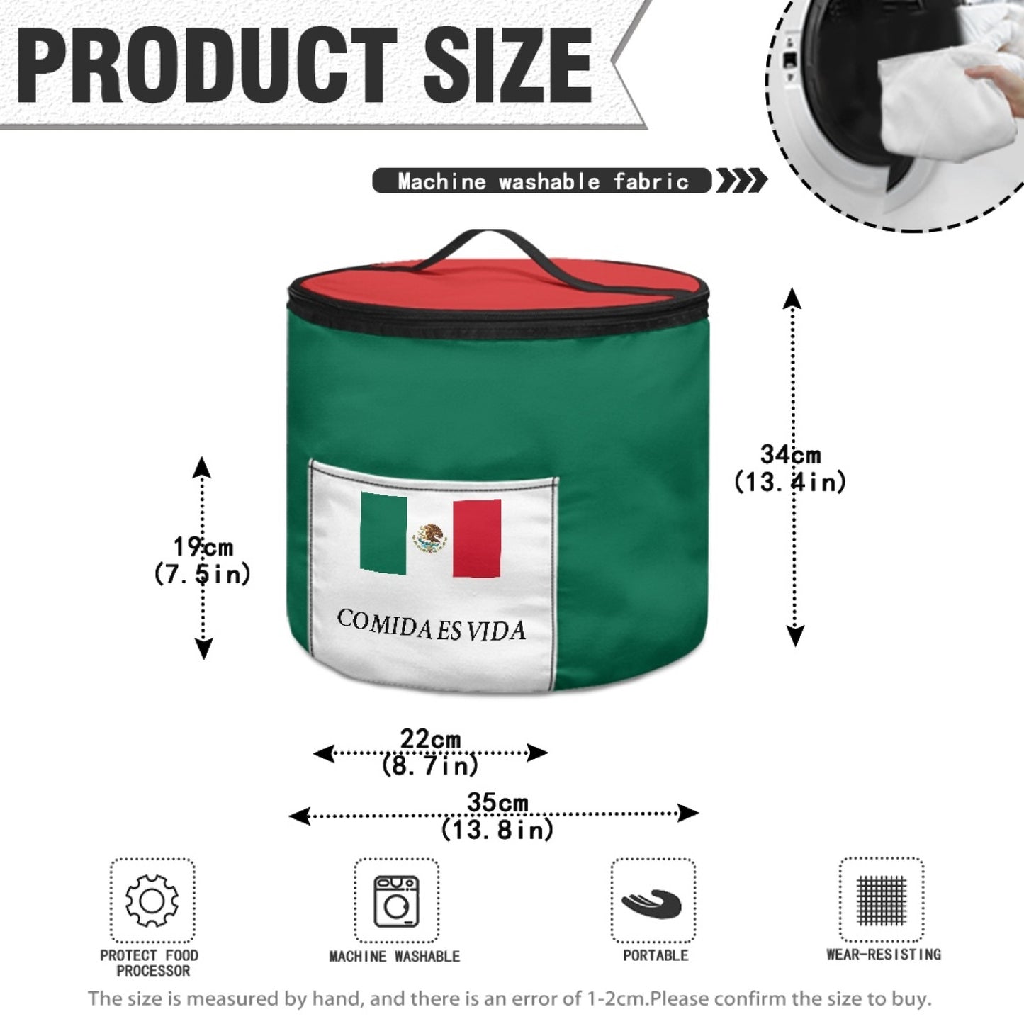 Mexico Flag Inspired "COMIDA ES VIDA" Electric Pressure Cooker Insulation Bag