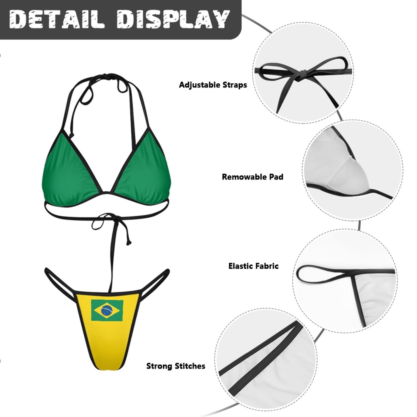 Brazil Women's Triangle Bikini with Thong Bottom
