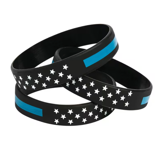 Thin Blue Line Flag Inspired Silicone Bracelets