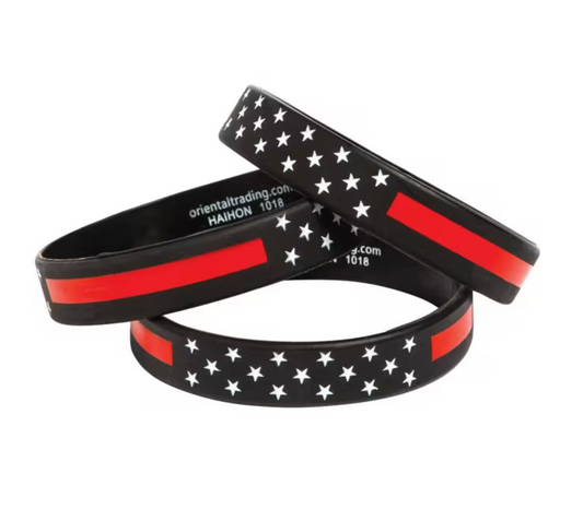 Thin Red Line Flag Inspired 7 1/4” Firefighter Awareness Bracelets