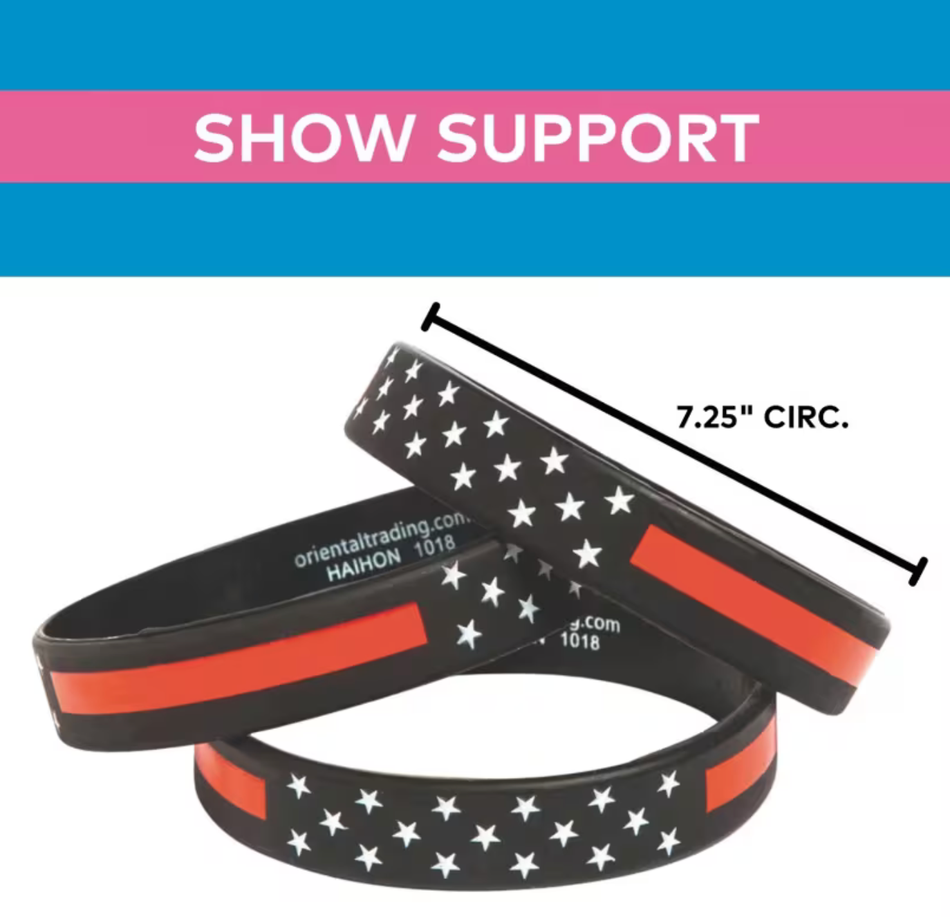 Thin Red Line Flag Inspired 7 1/4” Firefighter Awareness Bracelets