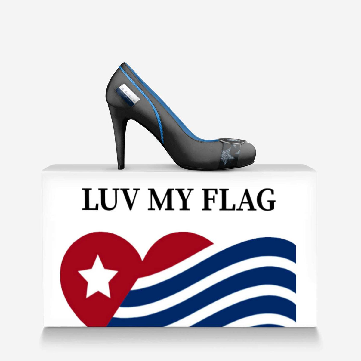 Thin Blue Line Flag Inspired Retro Stiletto High Heels