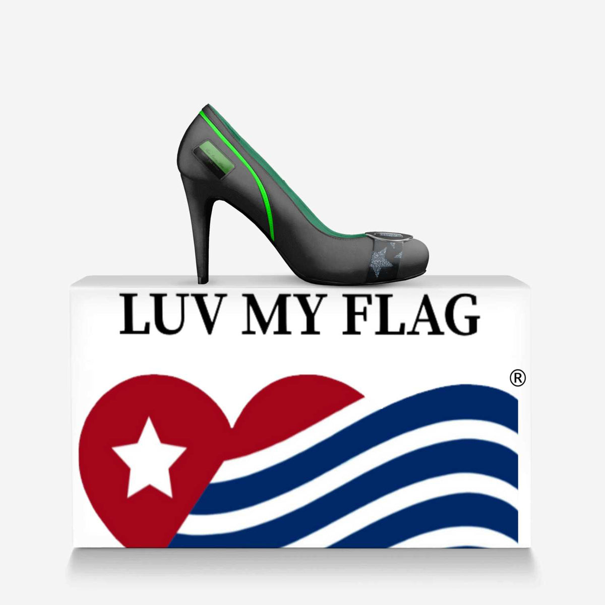 Thin Green Line Flag Inspired Retro Stiletto High Heels