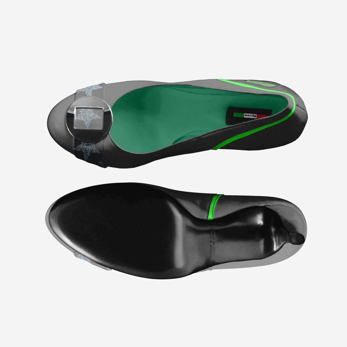 Thin Green Line Flag Inspired Retro Stiletto High Heels