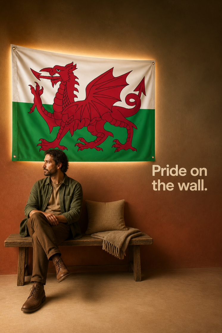Wales Flag Inspired Wall Mount Flag with Four Grommets (35x59 in)
