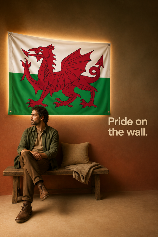Wales Flag Inspired Wall Mount Flag with Four Grommets (35x59 in)
