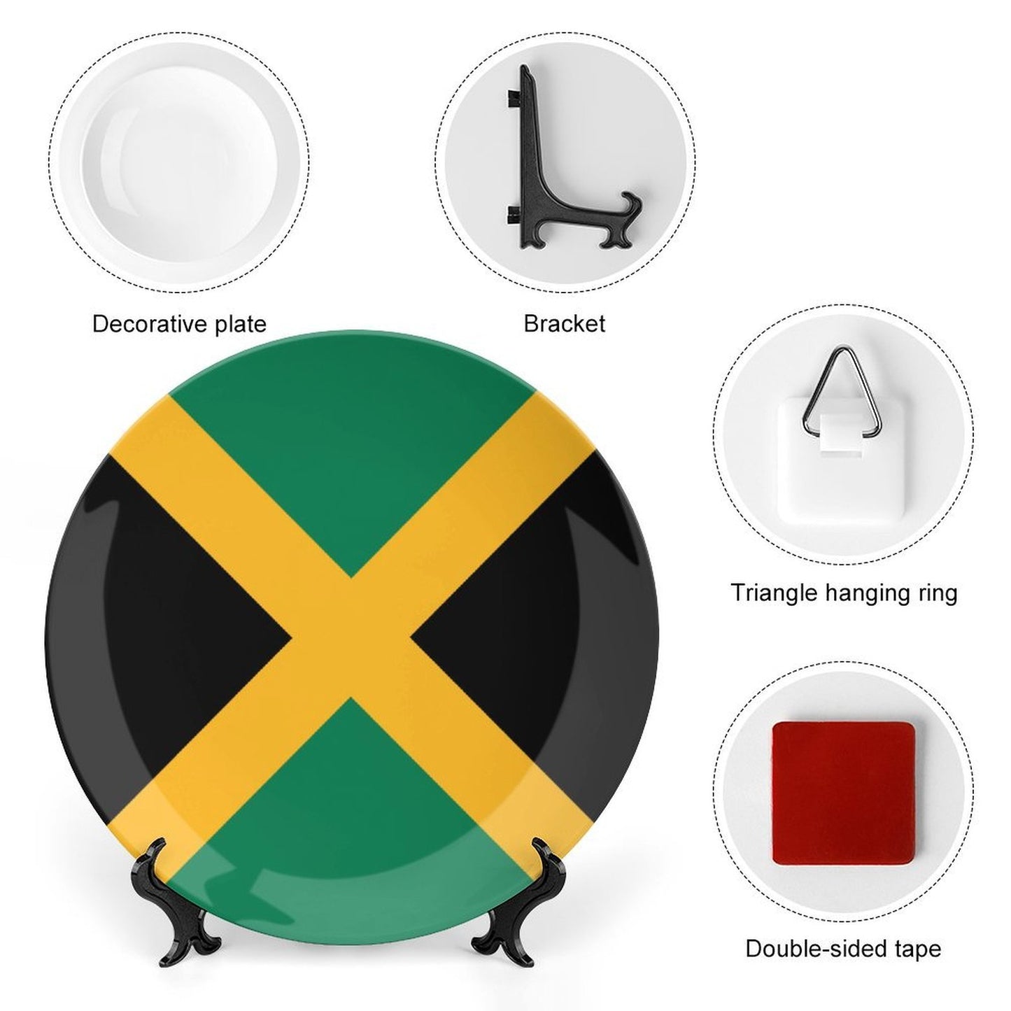 Jamaica Flag Inspired Bone China Decorative Plate