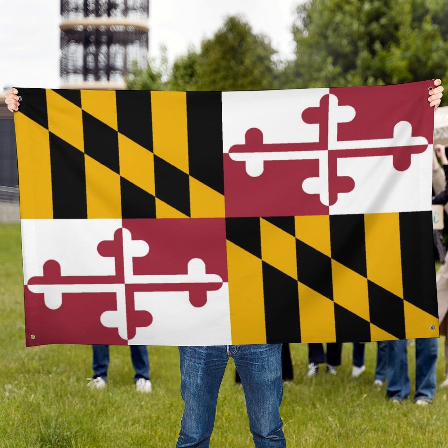 Maryland Flag Inspired Wall Mount Flag with Four Grommets (35x59 in)