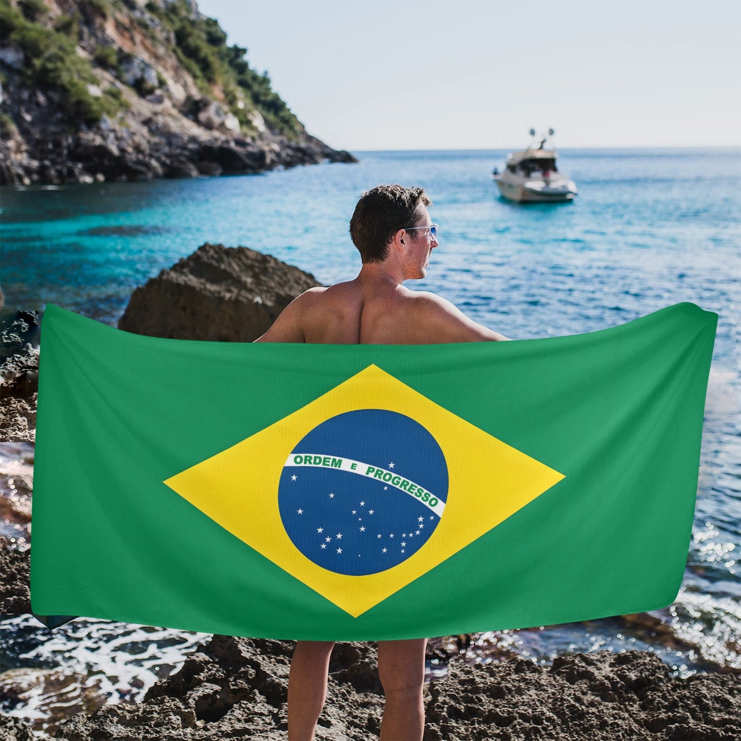 Brazil Flag Inspired Beach Towel (Made in the USA)