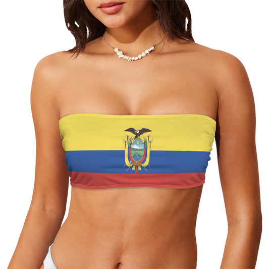 Ecuador Flag Inspired Bandeau Tube Bikini Top