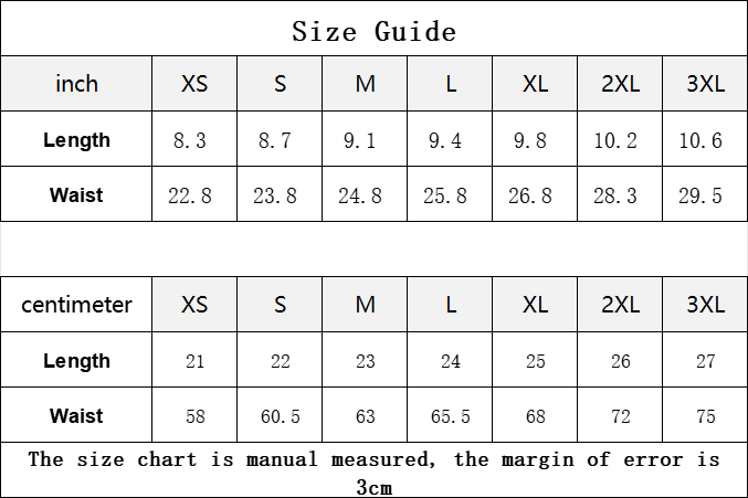 [Brand] size guide chart featuring measurements in inches, centimeters.