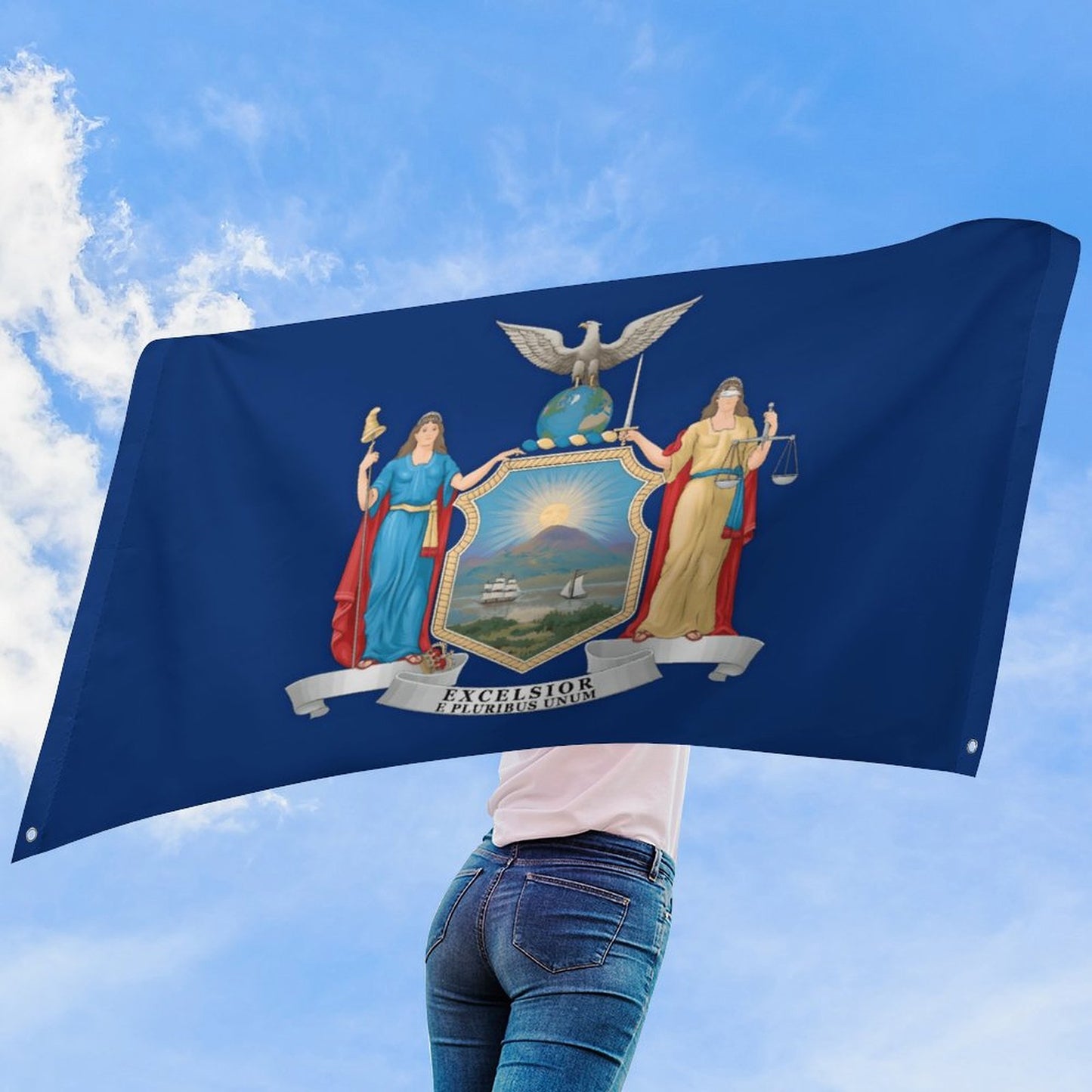 New York Flag Inspired Wall Mount Flag with Four Grommets (35x59 in)