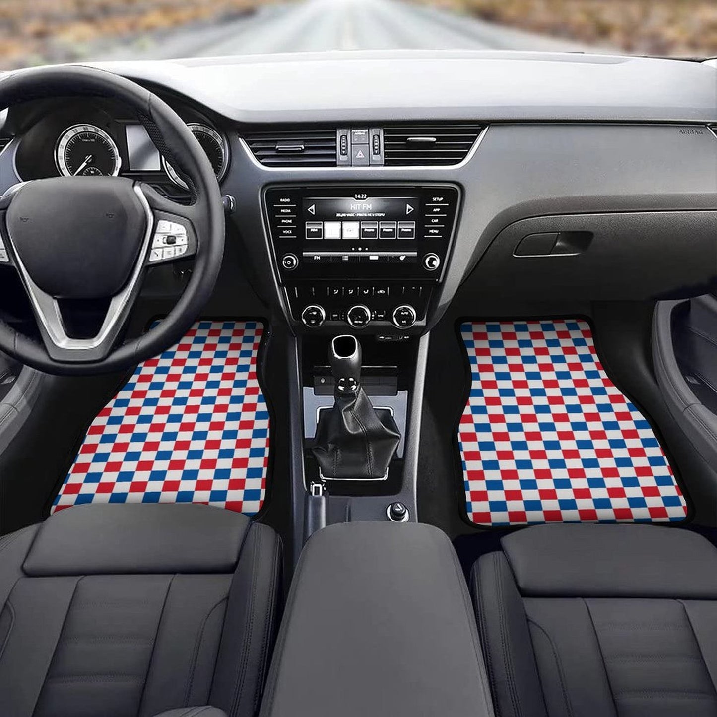 USA/American Flag Inspired Checkered Pattern Car Floor Mats(4pcs)
