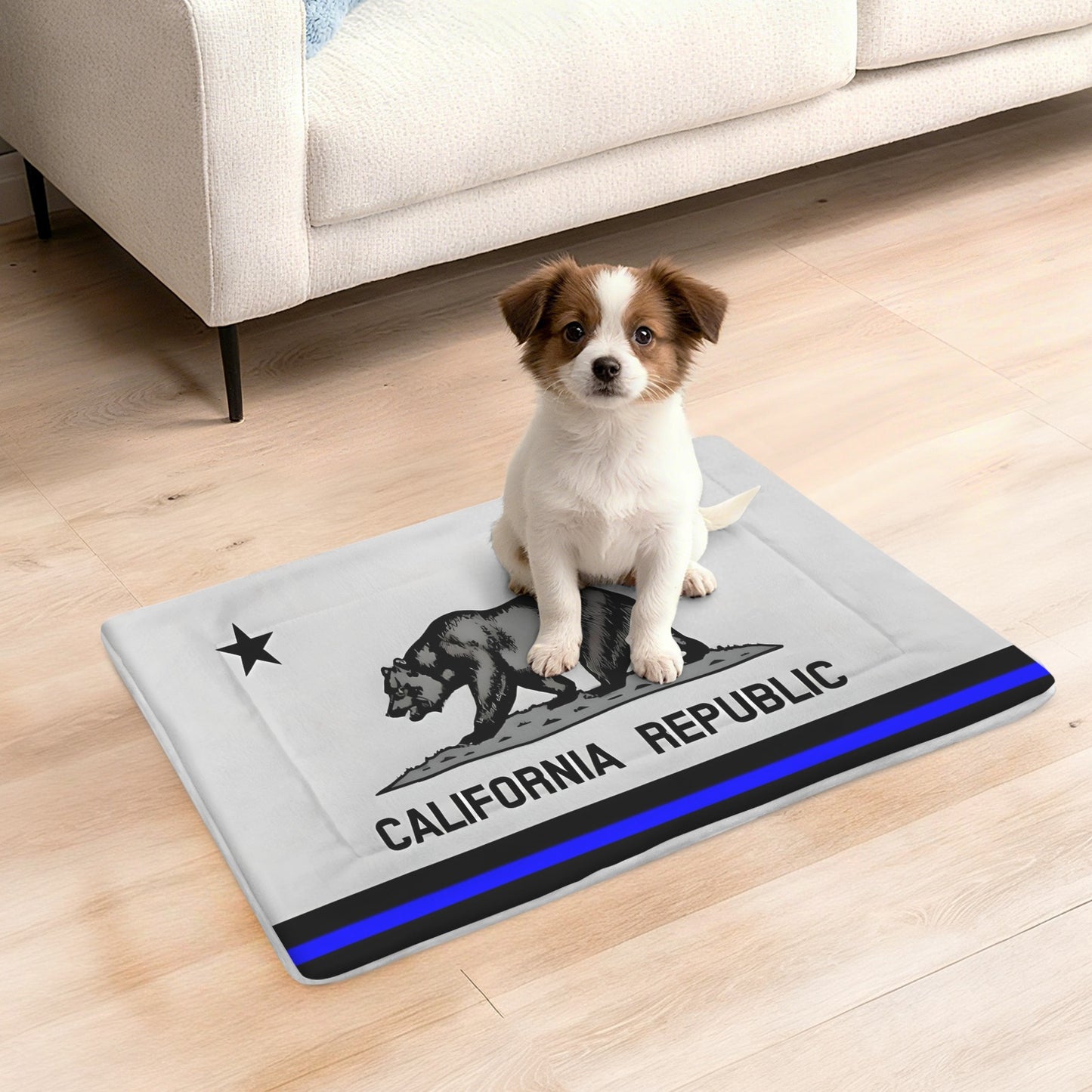 California Thin Blue Line Flag Subdued Pet Mat 25x18inch (Made in the USA)