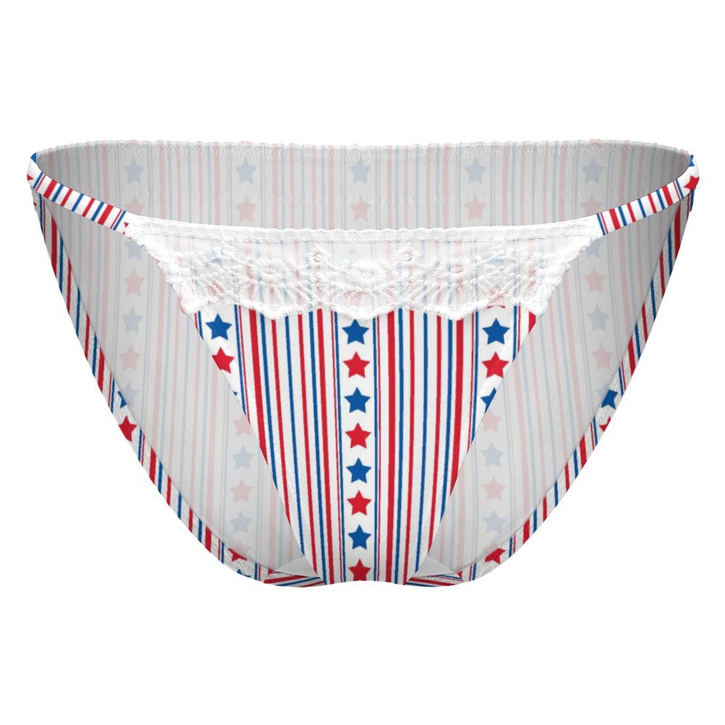 USA/American Flag Inspired Stars & Stripes Pattern Lace Trim Underwear