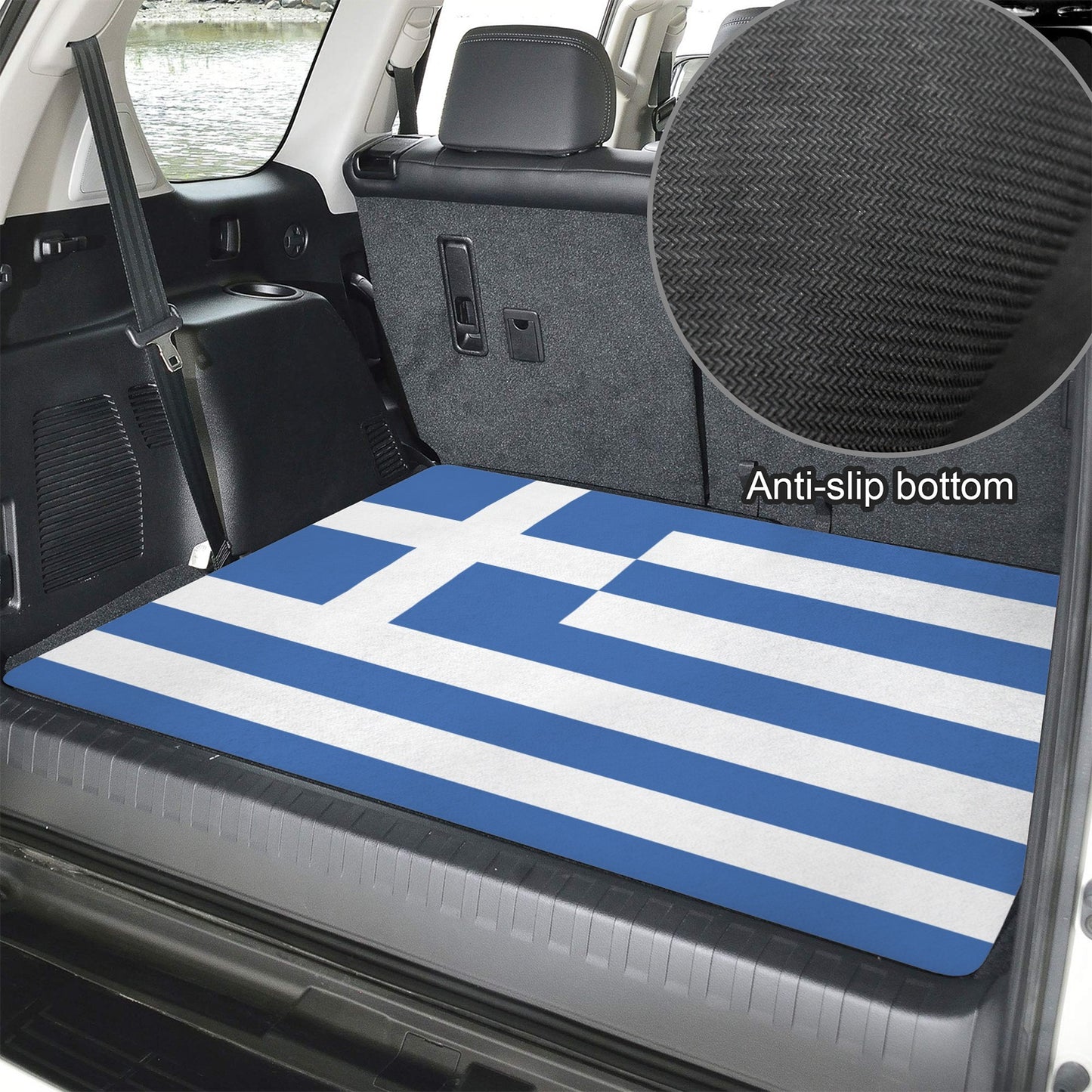 Greece Flag Inspired Car Trunk Mat 100 × 75 cm / 39.4 × 30 in Printed in the USA