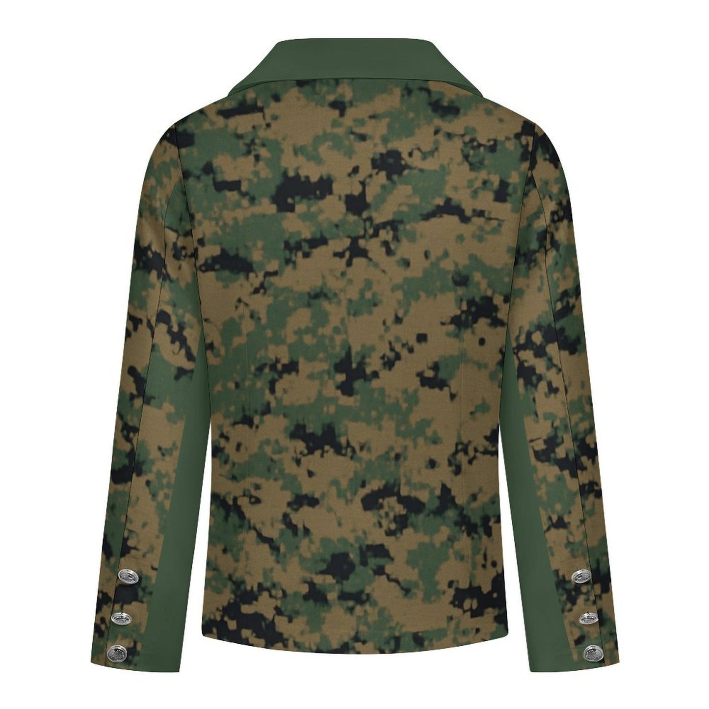 Thin Green Line Flag Inspired On Digital Camo Women’s Double Breasted Blazer