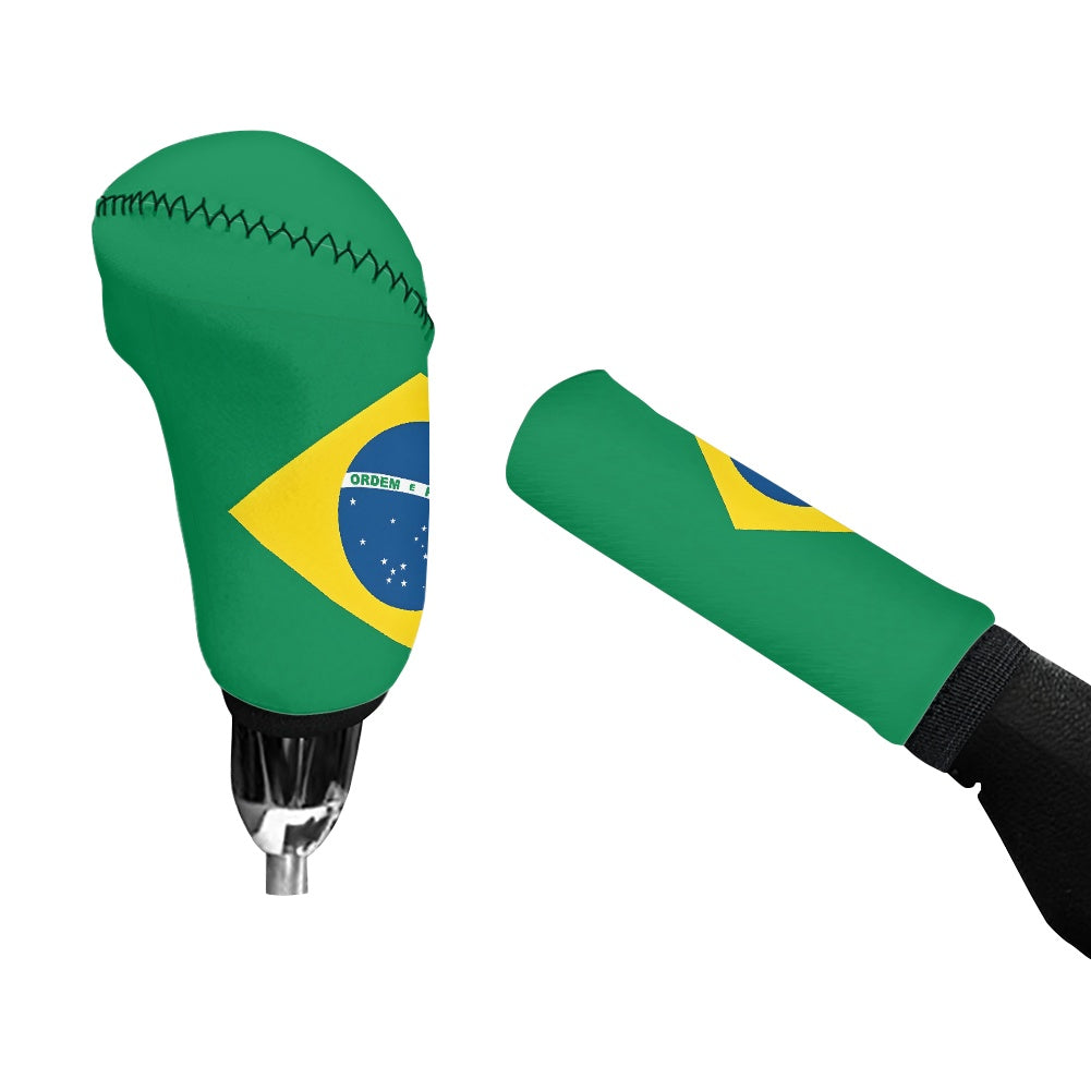 Brazil Flag Inspired Gear Lever Cover+Hand Brake Cover