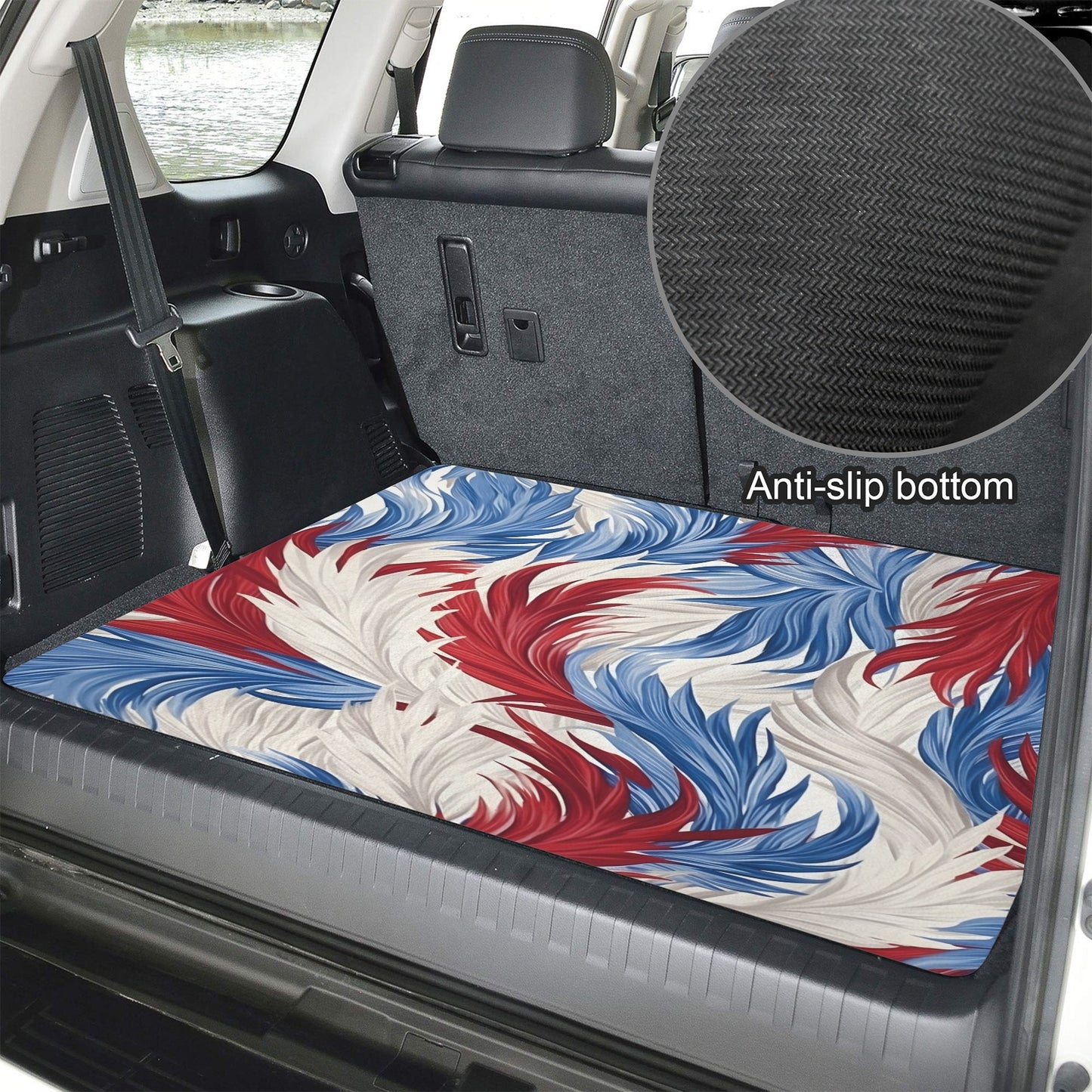 USA/American Flag Inspired Feather Pattern Car Trunk Mat 100 × 75 cm / 39.4 × 30 in Printed in the USA