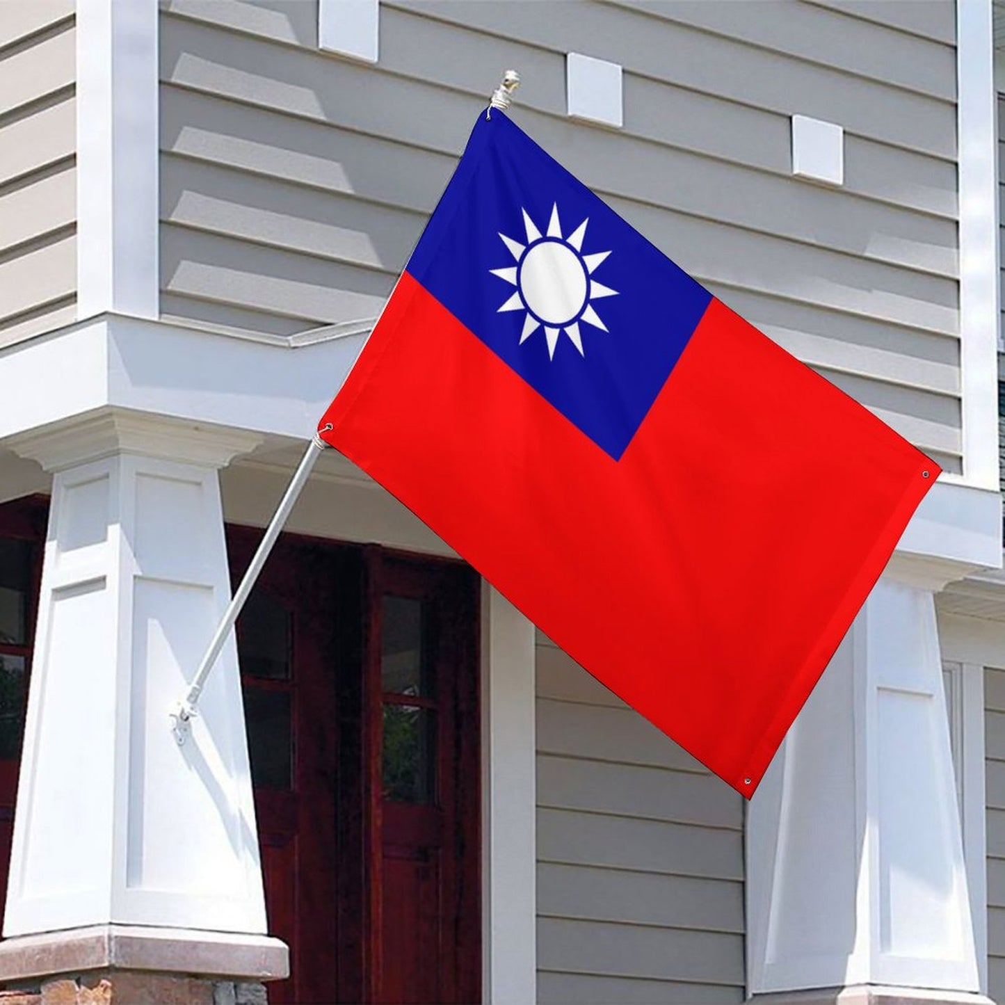 Taiwan Flag Inspired Wall Mount Flag with Four Grommets (35x59 in)