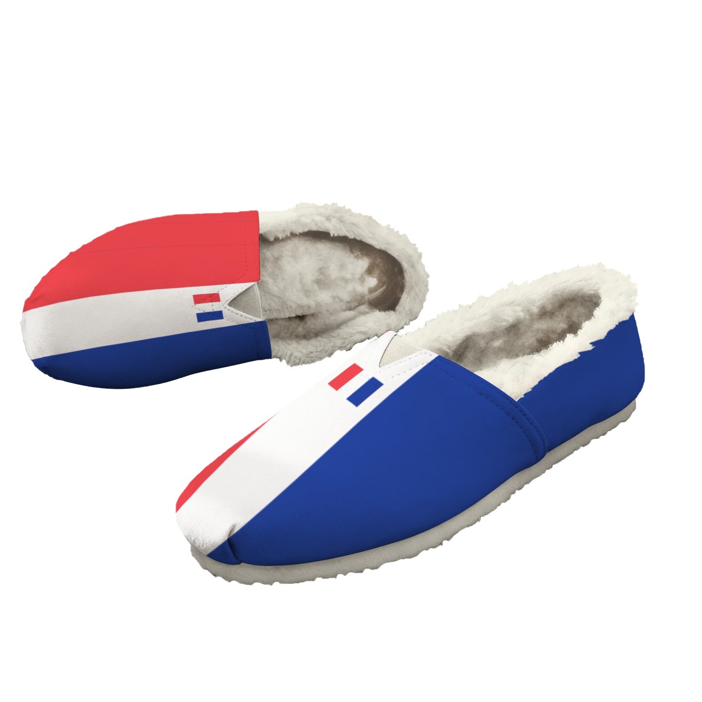 France Flag Inspired Women's Fleece-Lined Canvas Slip-On