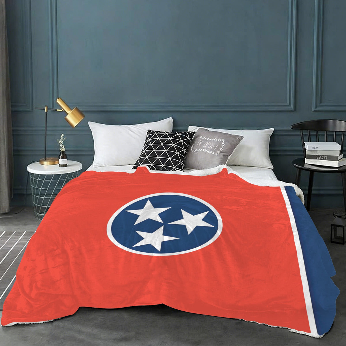 Tennessee Flag Inspired Sherpa Fleece Blanket 90" x 108" | Prtinted in the USA