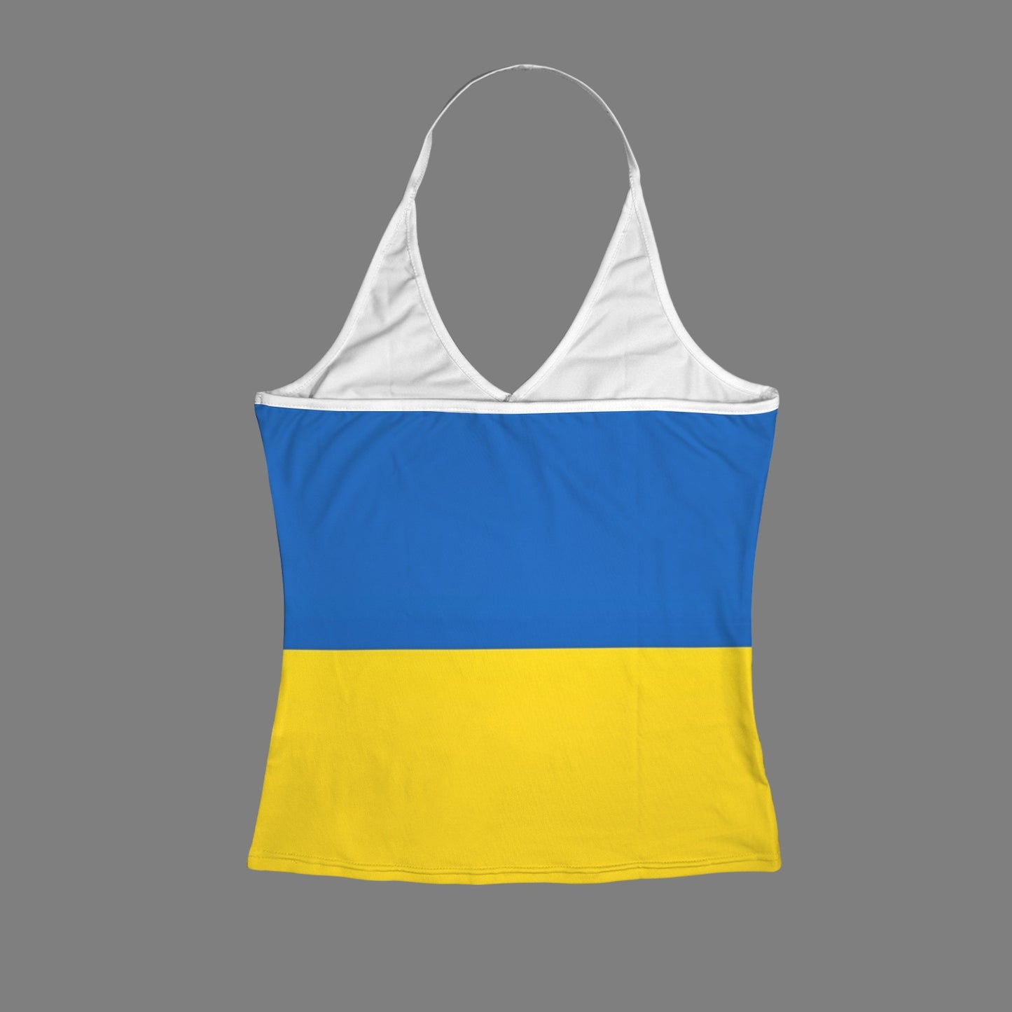 Ukraine Flag Inspired Custom V-neck Halter Open Back Tank Top