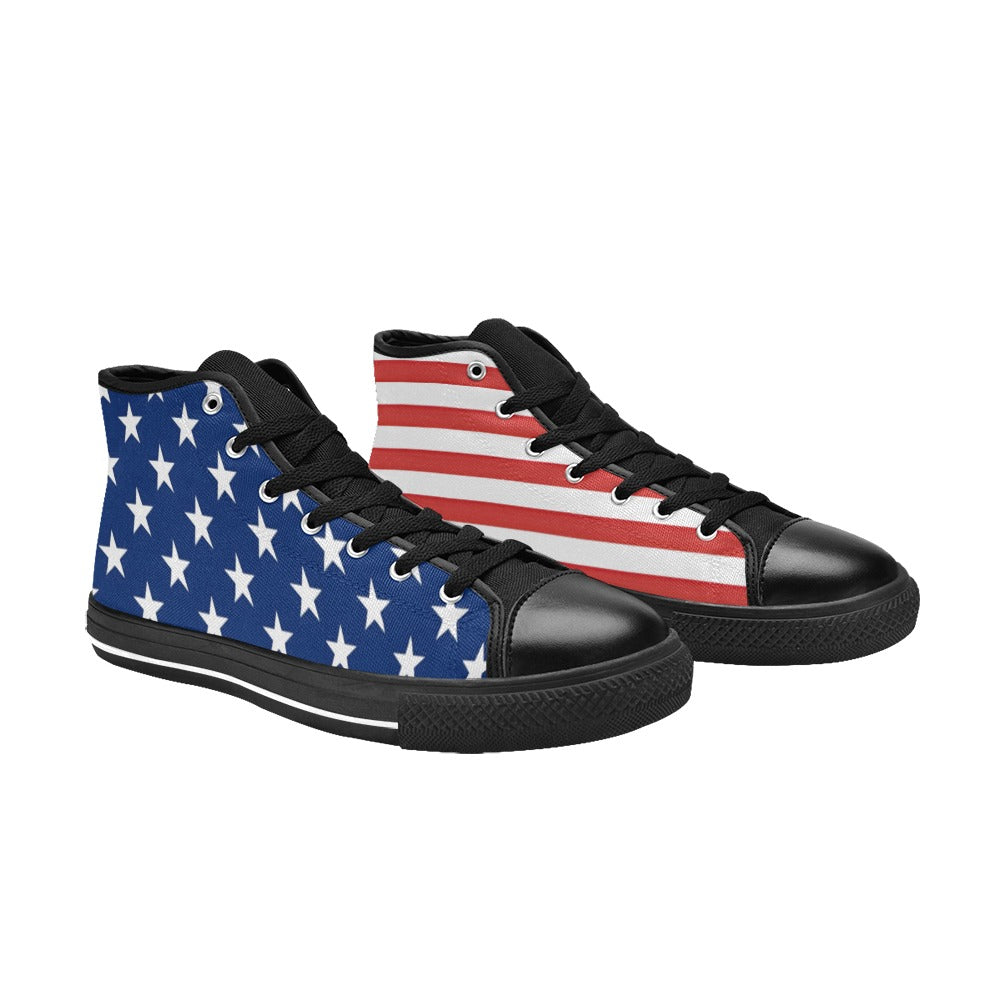 USA/American Flag Inspired Kid's High Top Canvas Shoes