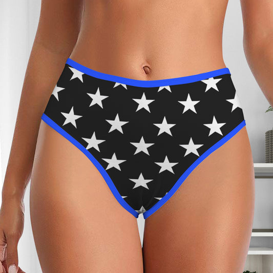 Thin Blue Line Flag Inspired Women's High Waisted Brief