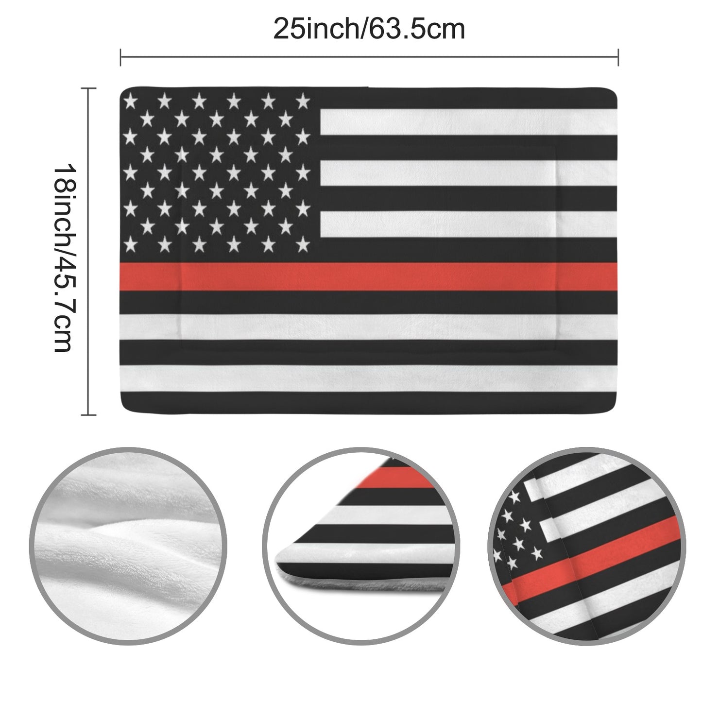 Thin Red Line Flag Inspired Pet Mat 25x18inch (Made in the USA)