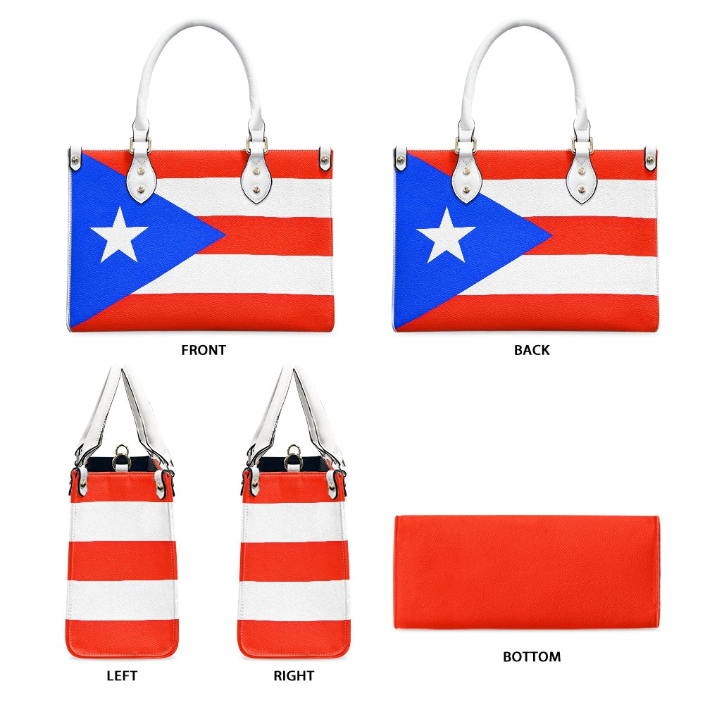 Puerto Rico Flag Bag With Island Swag – PU Leather Purse With Bold Tag - Luv My Flag