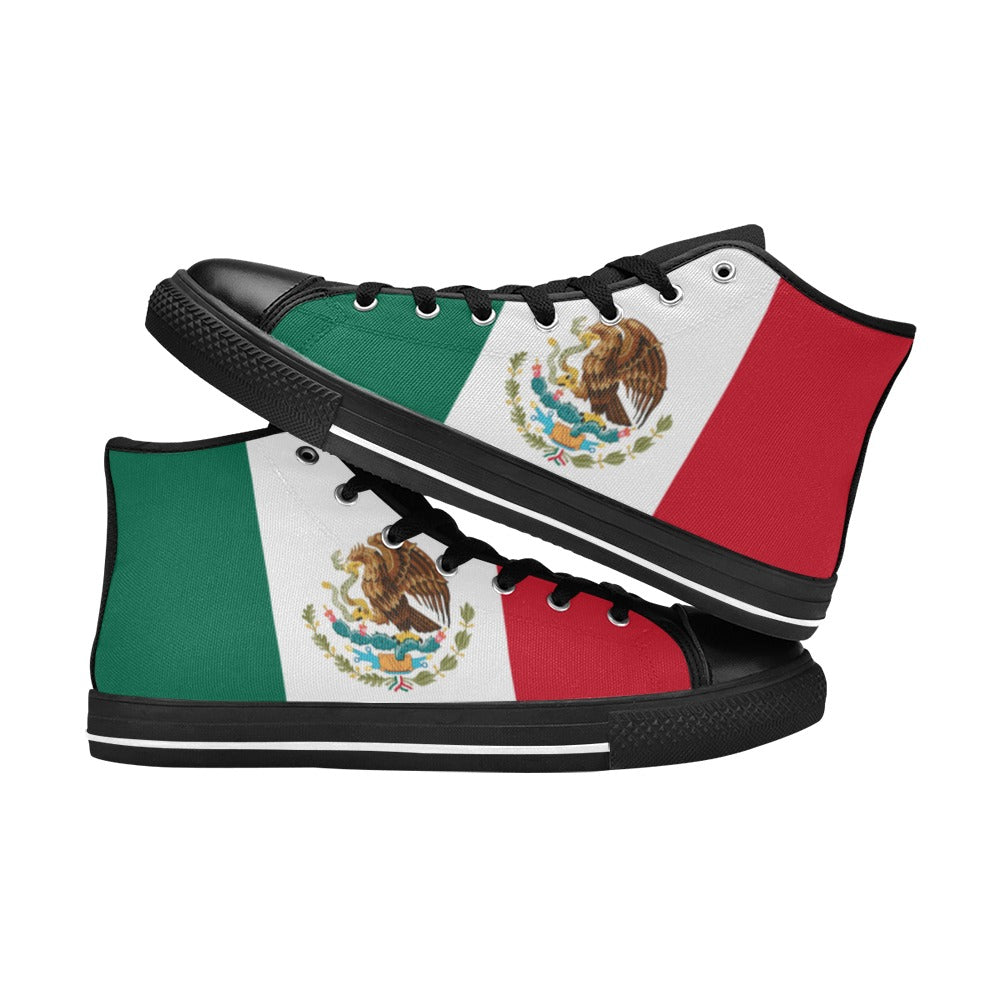Mexico Flag Inspired Kid's High Top Canvas Shoes