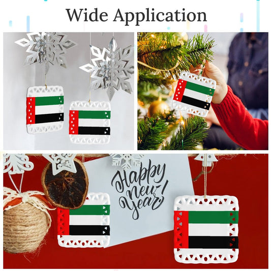United Arab Emirates Flag Inspired Square Ceramic Ornament Made in the USA