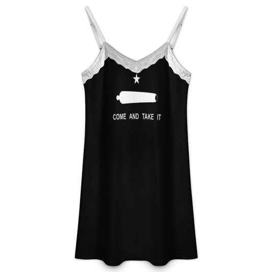 Come and Take It Flag Inspired Lace Trim Camisole Nightgown