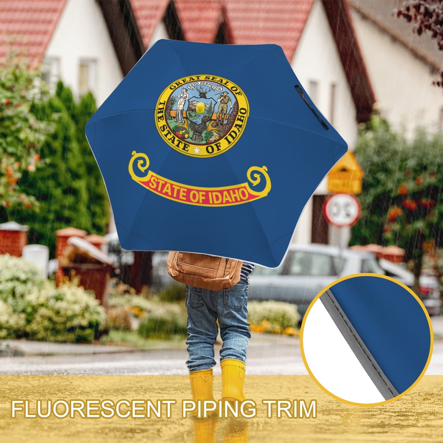 Idaho Flag Inspired Kids Safe Round Corner Umbrella