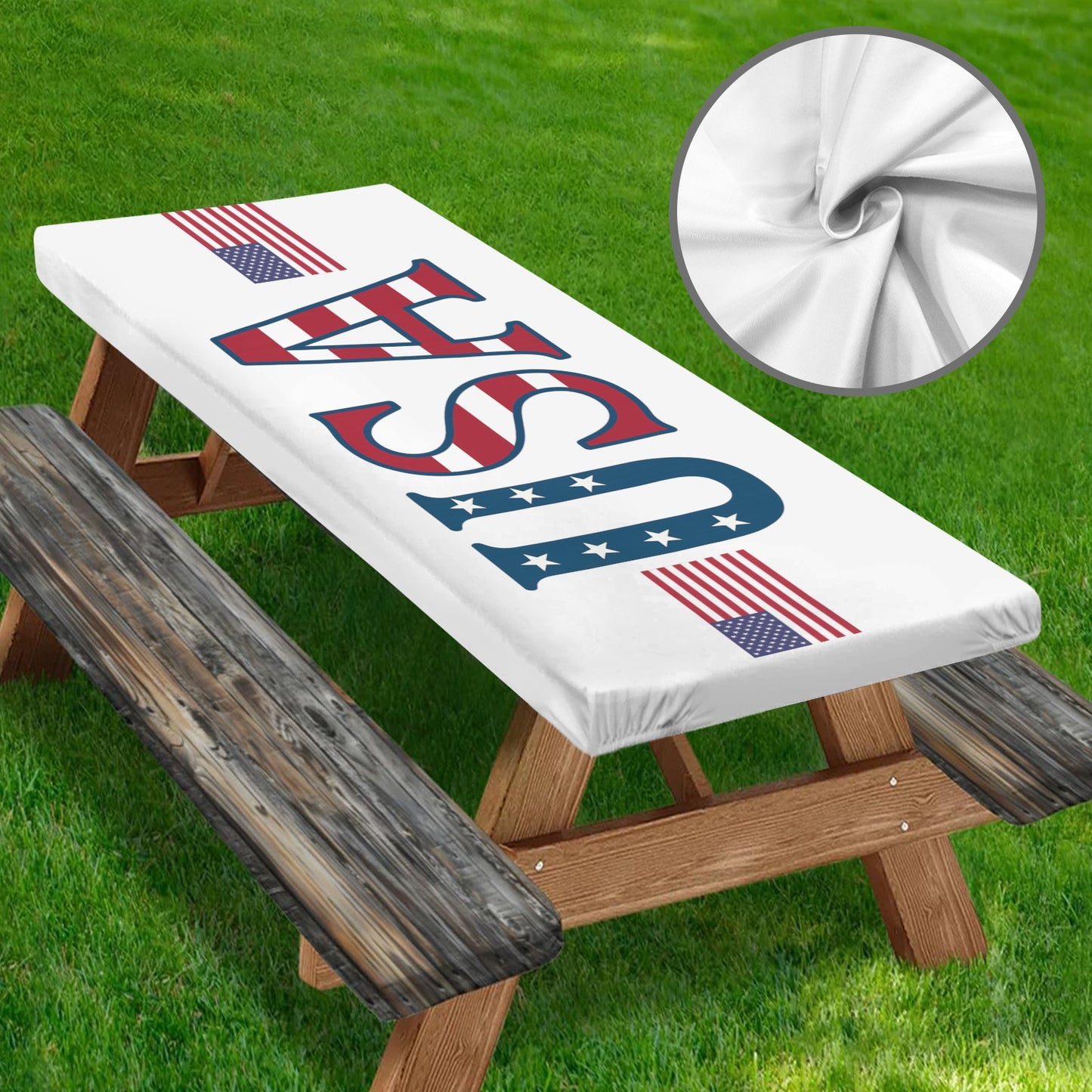USA/American Flag Inspired Design Picnic Table Cover (72" x 30") (Made in the USA)