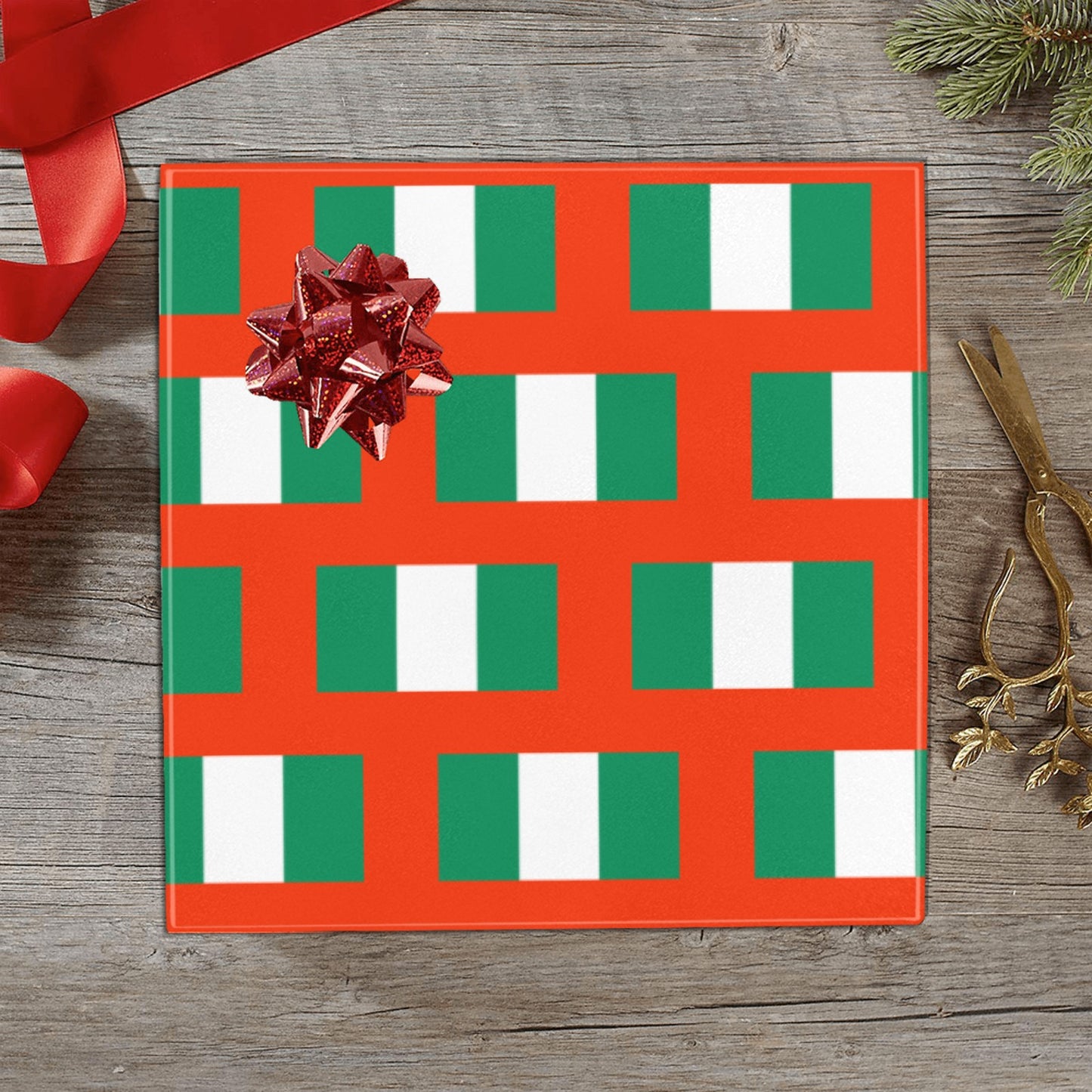 Nigeria Flag Inspired Custom Gift Wrapping Paper 58"x 22.5" (4 Rolls)