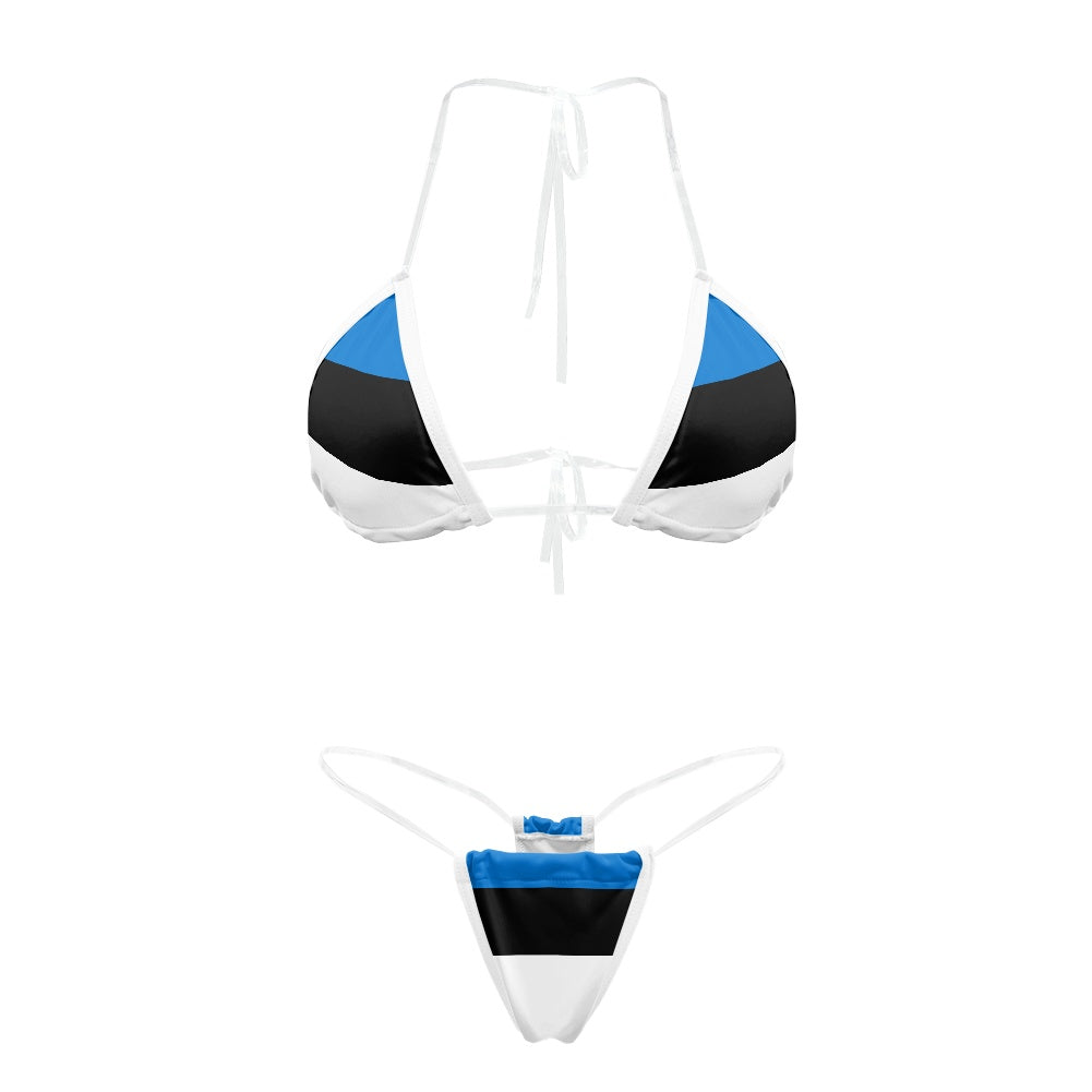 Estonia Flag Inspired Transparent String Bikini
