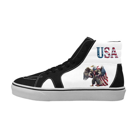 USA/American Flag Inspired Eagle "USA" Women's High Top Canvas Shoes