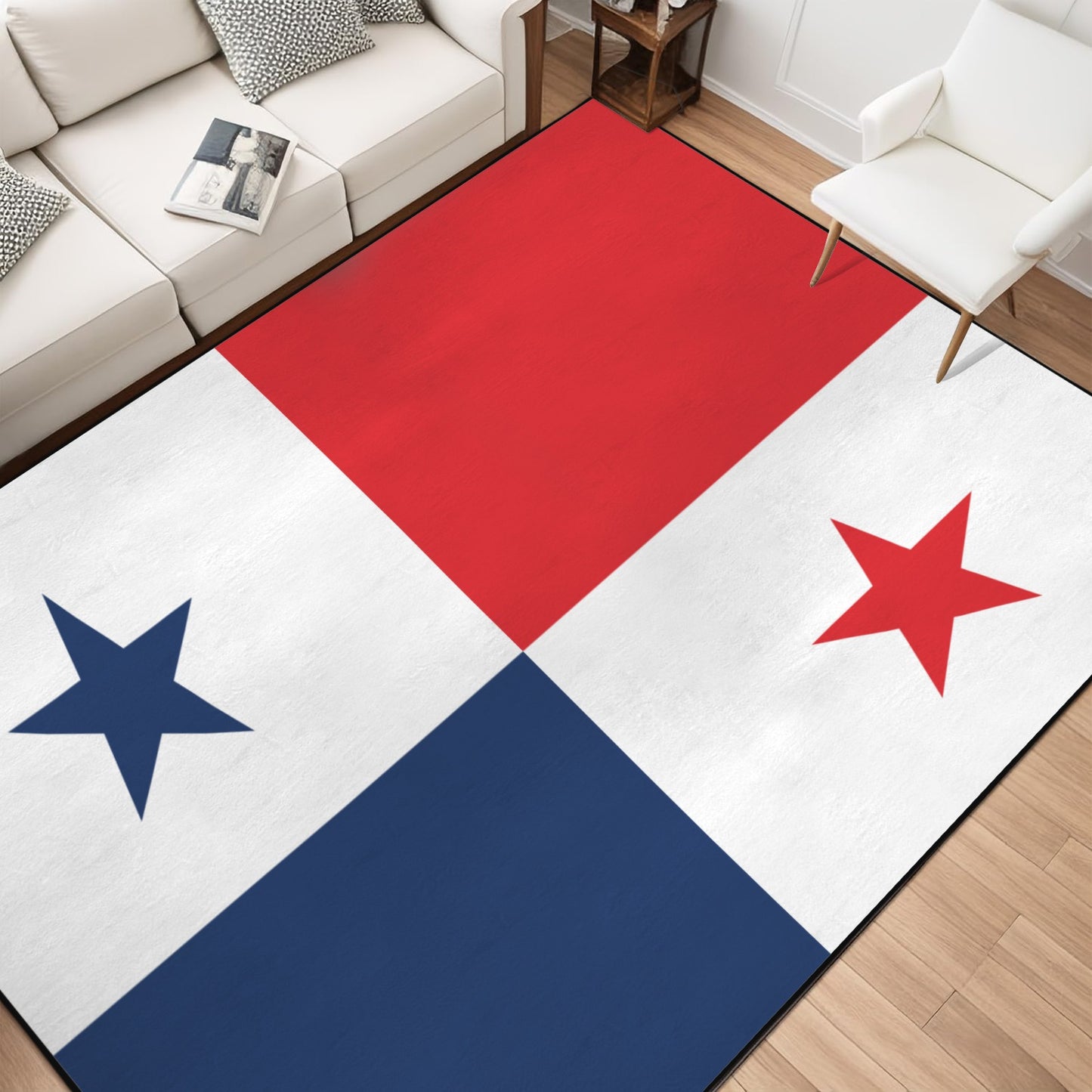 Panama Flag Inspired 84x60 Inch Area Rug with Black Binding (Made in the USA)