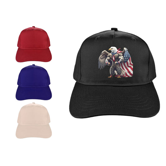Bald Eagle American Flag Cape Baseball Cap (Made in USA)