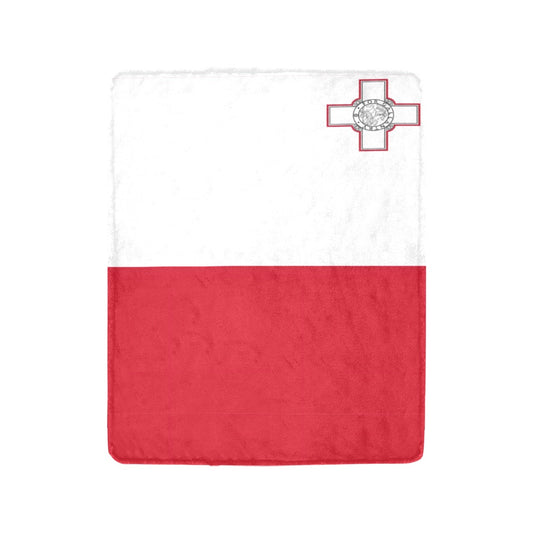 Red and white blanket featuring Malta flag, Luv My Flag.