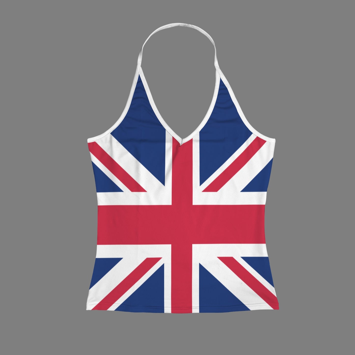 UK/Great Britain Flag Inspired V-neck Halter Open Back Tank Top