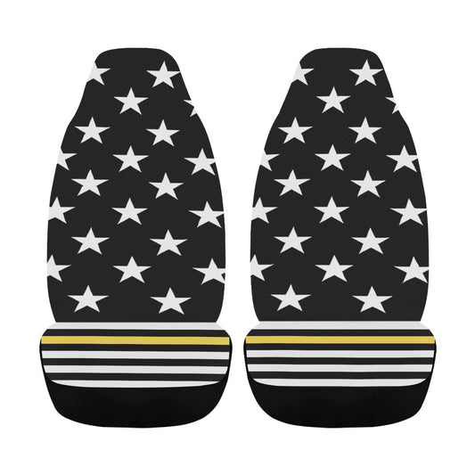 Thin Gold Line Flag Inspired Car Seat Cover Airbag Compatible(Set of 2)