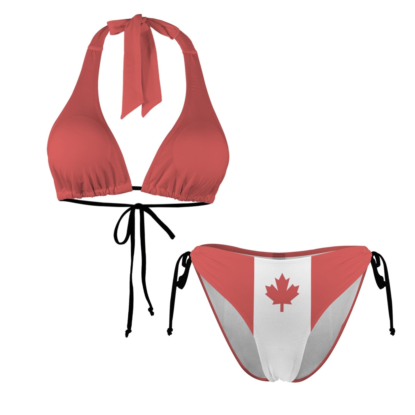 Canada Flag Inspired Halterneck String Bikini Sets